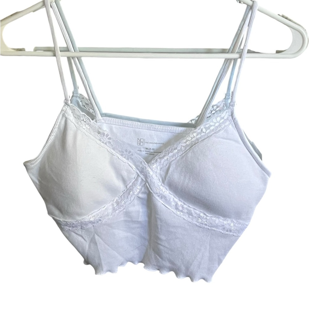 NWT White Lace Trim Brain Bralette cami size m